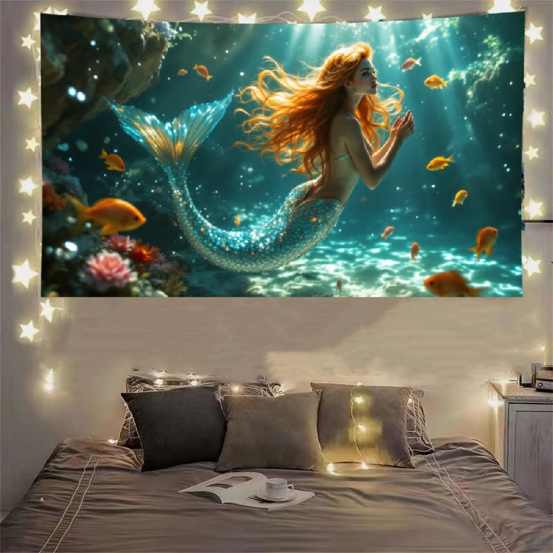 Mermaid Under The Sea Decoration Room Hanging Cloth Bar Dormitory Tapestry