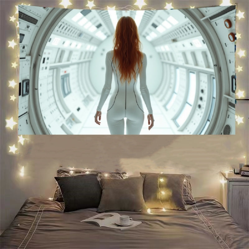 Science Fiction Girl Tapestry Astronaut Decoration Room Hanging Cloth Bedside Dormitory Tapestry