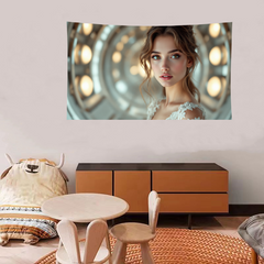 Futuristic Girl Tapestry Decoration Room Photo Hanging Cloth Bedside Dormitory Tapestry