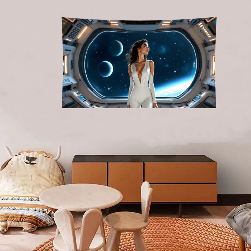 Futuristic Girl Tapestry Decoration Room Photo Hanging Cloth Bedside Dormitory Tapestry