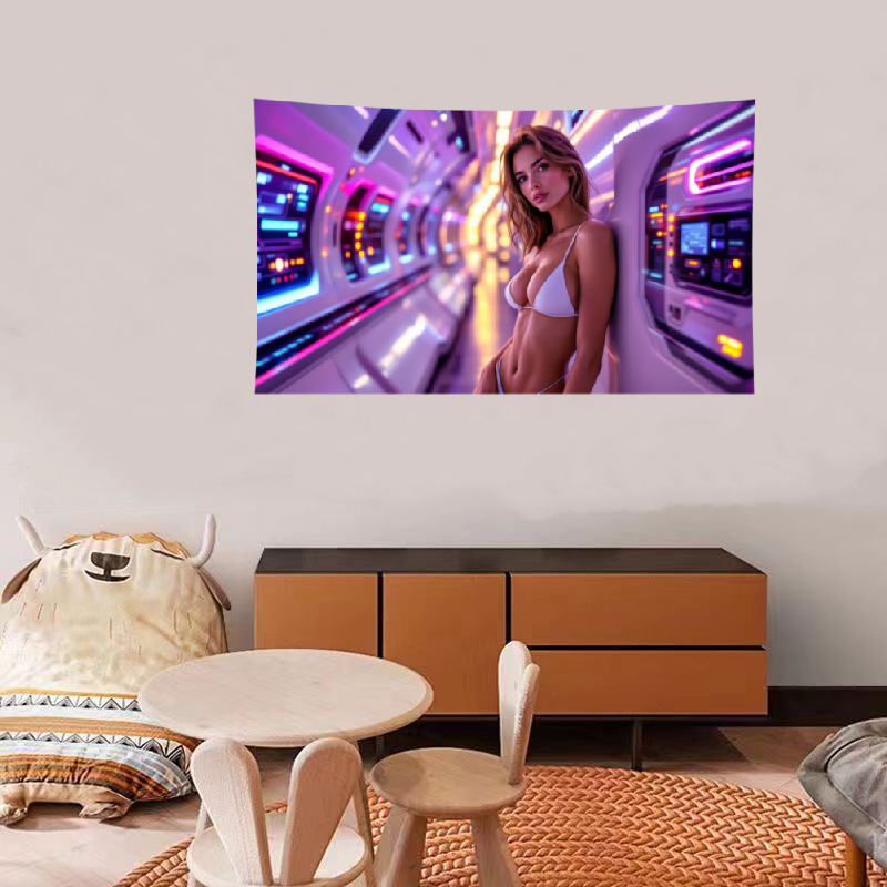 Futuristic Girl Tapestry Decoration Room Photo Hanging Cloth Bedside Dormitory Tapestry