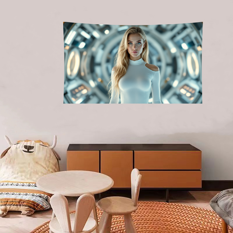 Futuristic Girl Tapestry Decoration Room Photo Hanging Cloth Bedside Dormitory Tapestry