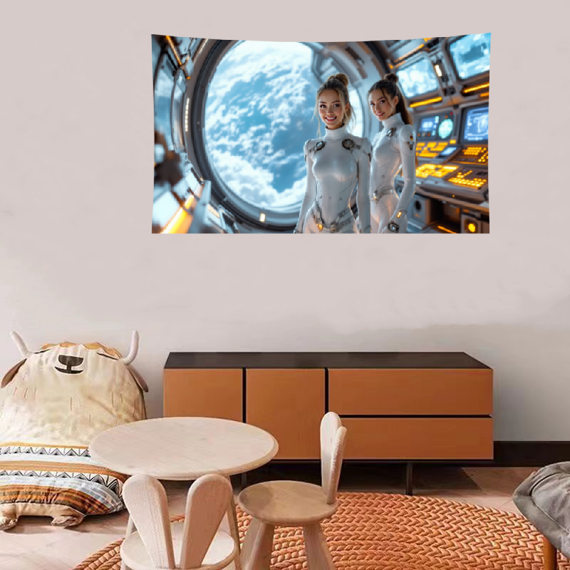 Futuristic Girl Tapestry Decoration Room Photo Hanging Cloth Bedside Dormitory Tapestry