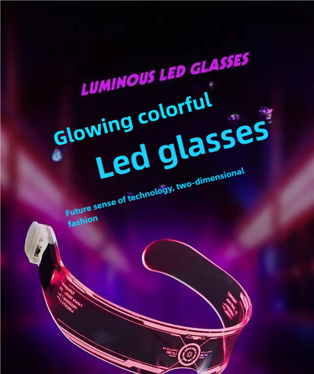 Led Sci-Fi Luminous Glasses Future Technology Glasses Birthday Internet Celebrity Bar Photo Disco Glasses