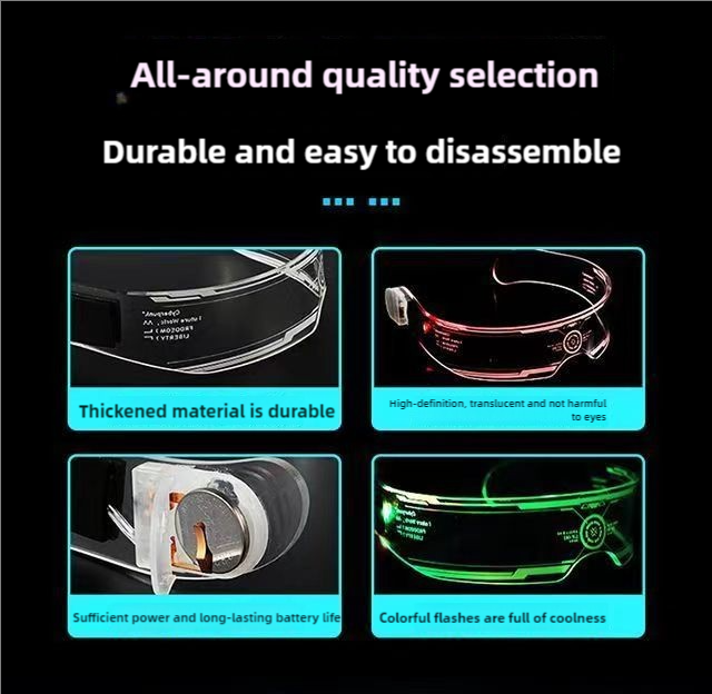 Led Sci-Fi Luminous Glasses Future Technology Glasses Birthday Internet Celebrity Bar Photo Disco Glasses