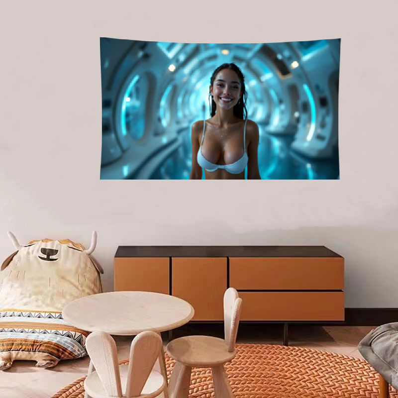 Futuristic Girl Tapestry Decoration Room Photo Hanging Cloth Bedside Dormitory Tapestry