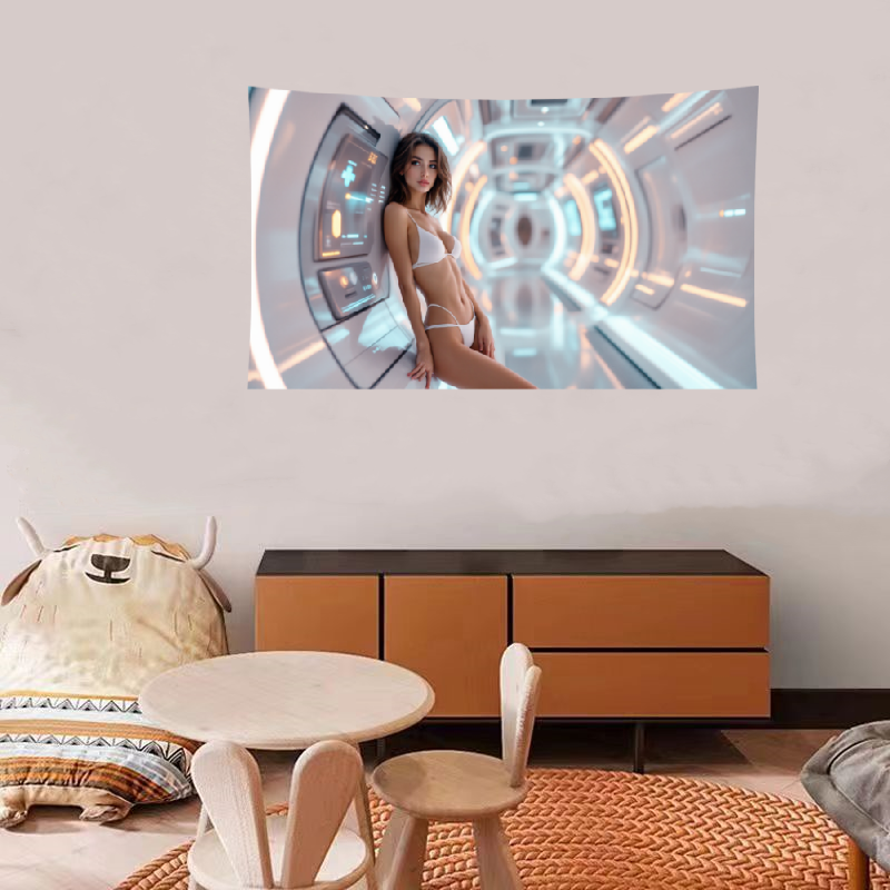 Futuristic Girl Tapestry Decoration Room Photo Hanging Cloth Bedside Dormitory Tapestry