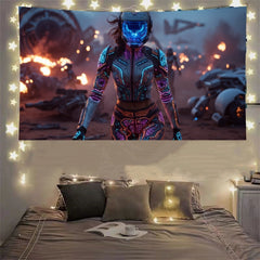 War Girl Tapestry Decorate Room HD Hanging Cloth Bedside Dormitory Tapestry